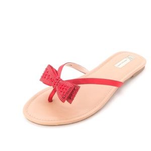 INC red bow jeweled sandals